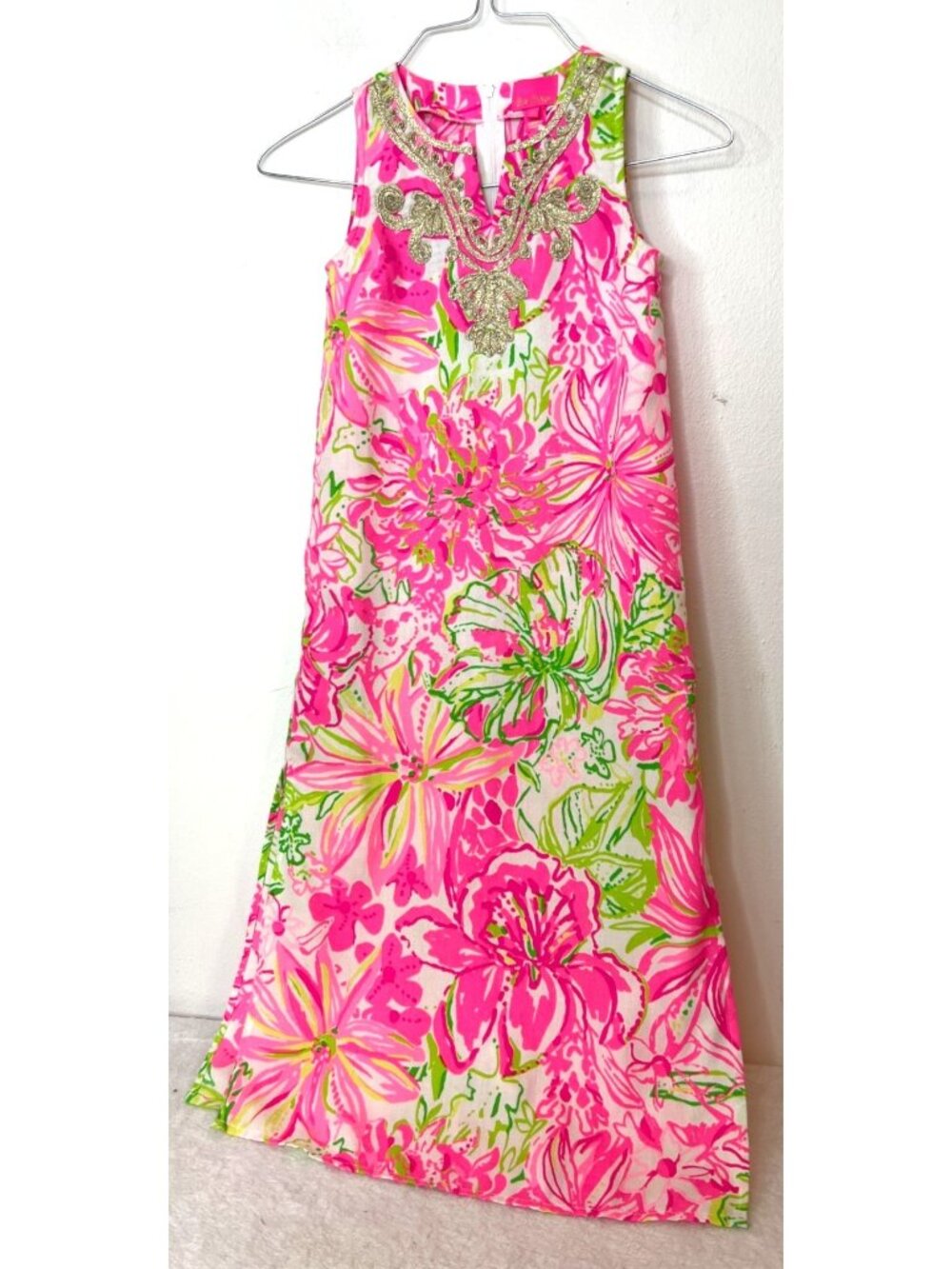 Lilly Pulitzer Girls Dress Mini Carlotta Koala Me Maybe Tropical GoldRope Cord 6